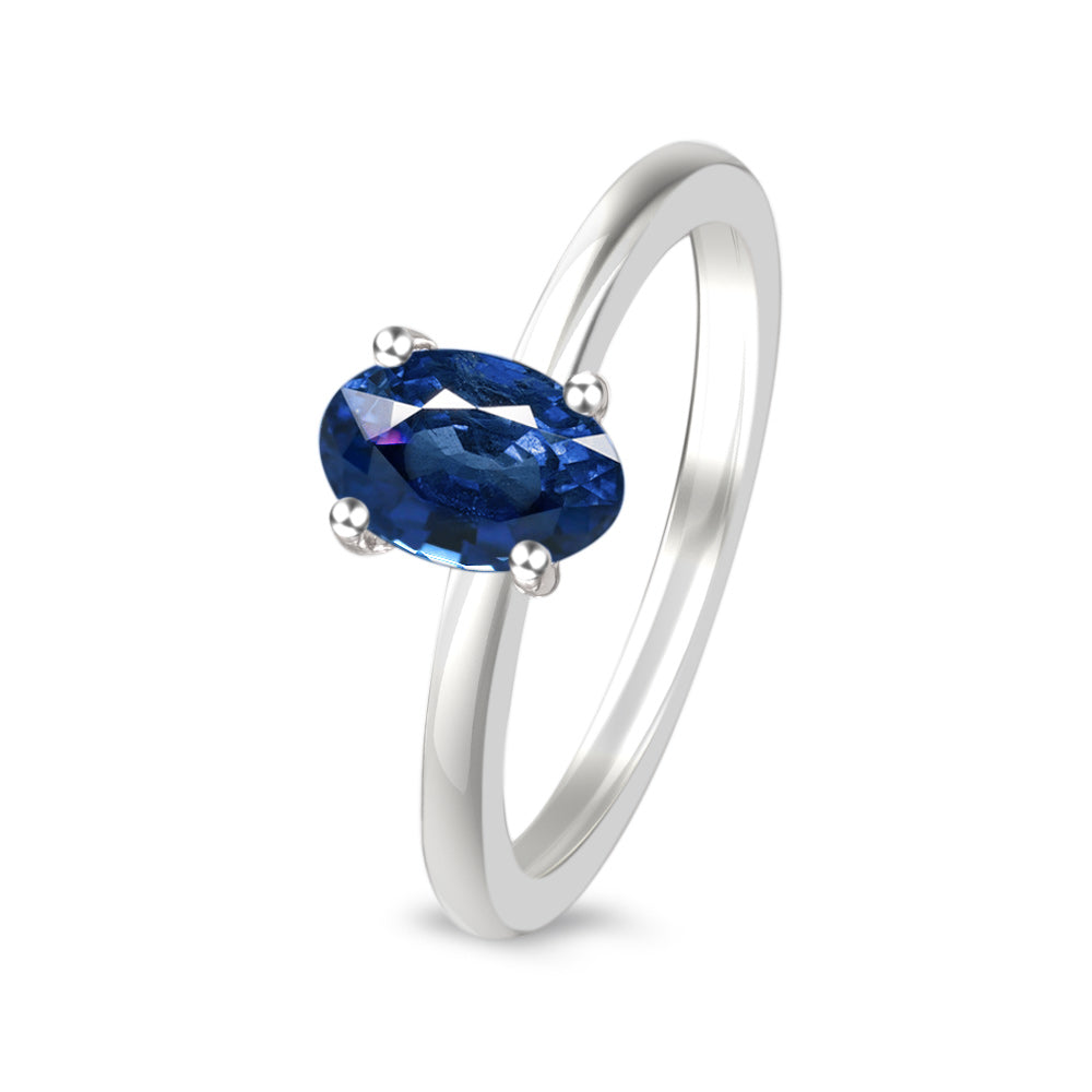 Anillo solitario estilo clásico con zafiro lab-grown