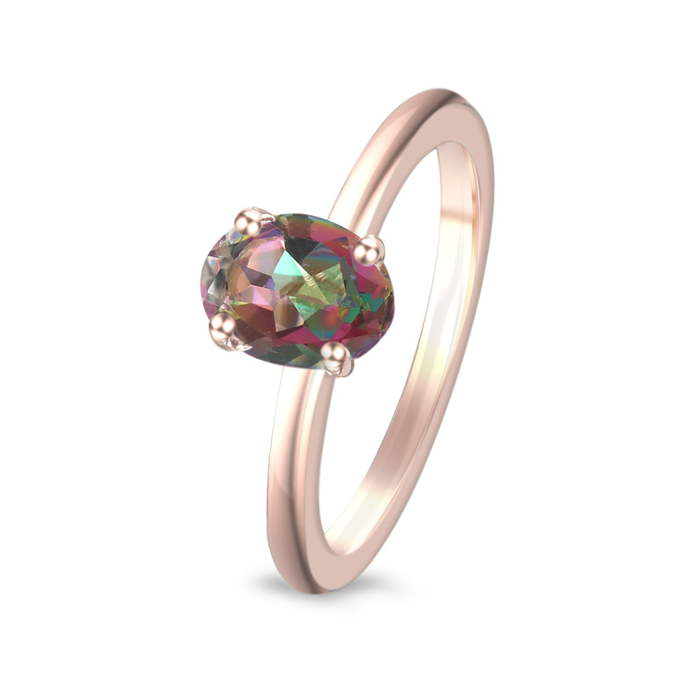 Anillo estilo solitario con topacio místico