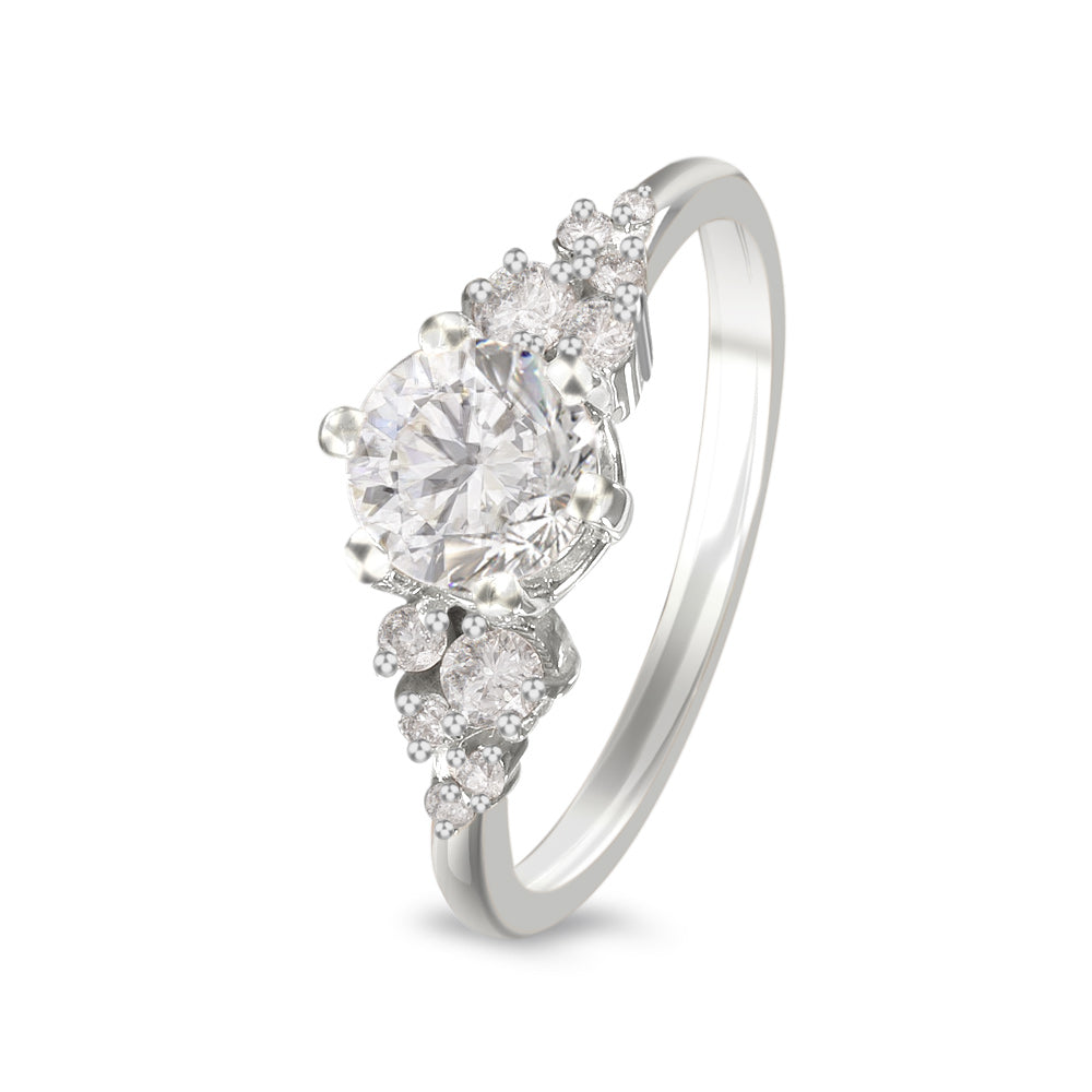 Anillo de compromiso con diamante central lab-grown 0.70 ct y diamantes laterales