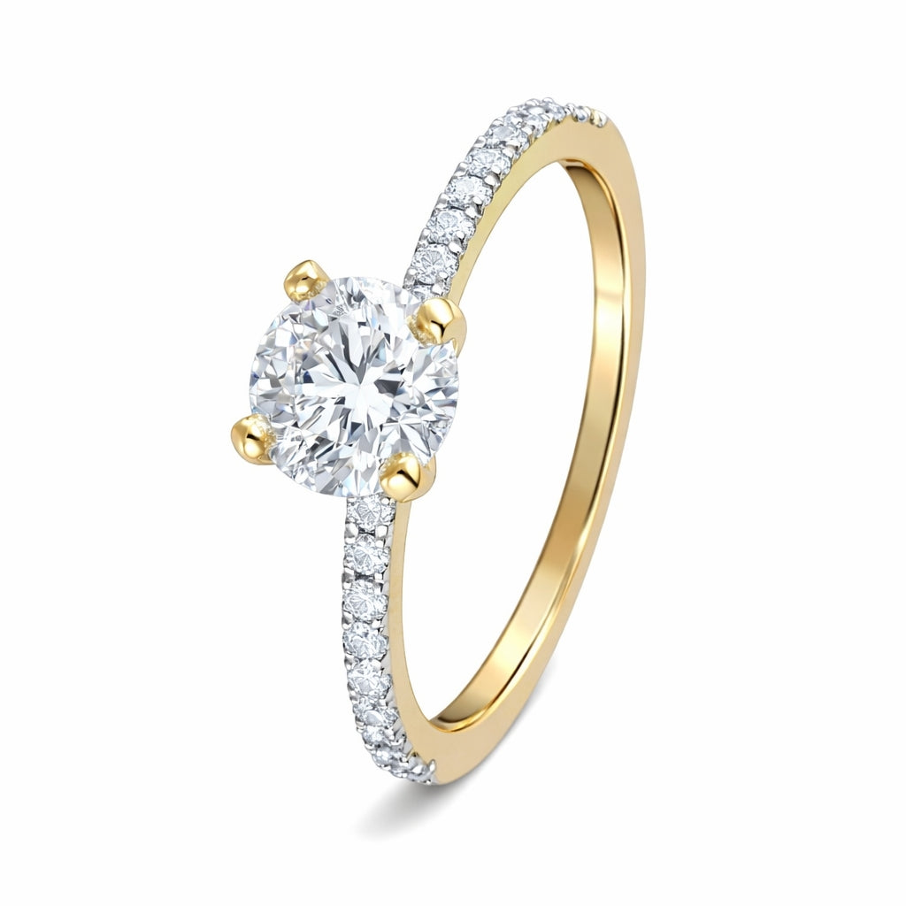 Anillo de compromiso con diamante central lab-grown 1.05 ct  y diamantes laterales