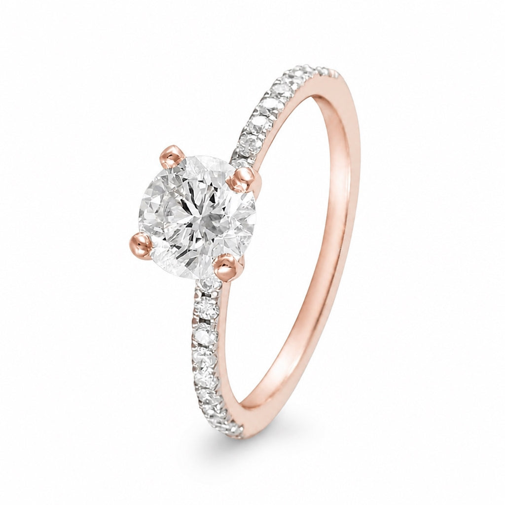 Anillo de compromiso con diamante central lab-grown 1.03 ct  y diamantes laterales