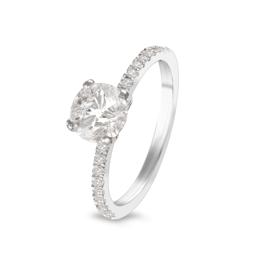 Anillo de compromiso con diamante central lab-grown 1.05 ct y diamantes laterales