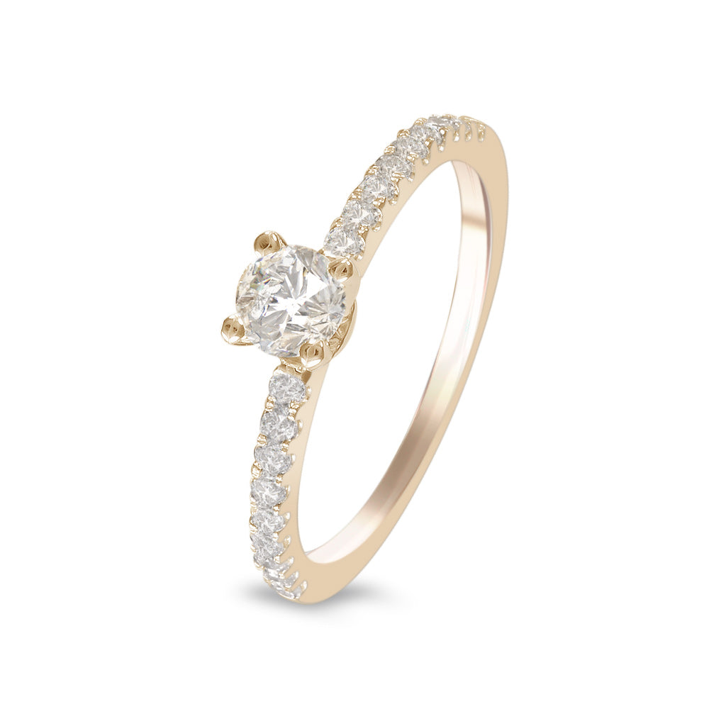 Anillo de compromiso con diamante central 0.32 ct y diamantes laterales