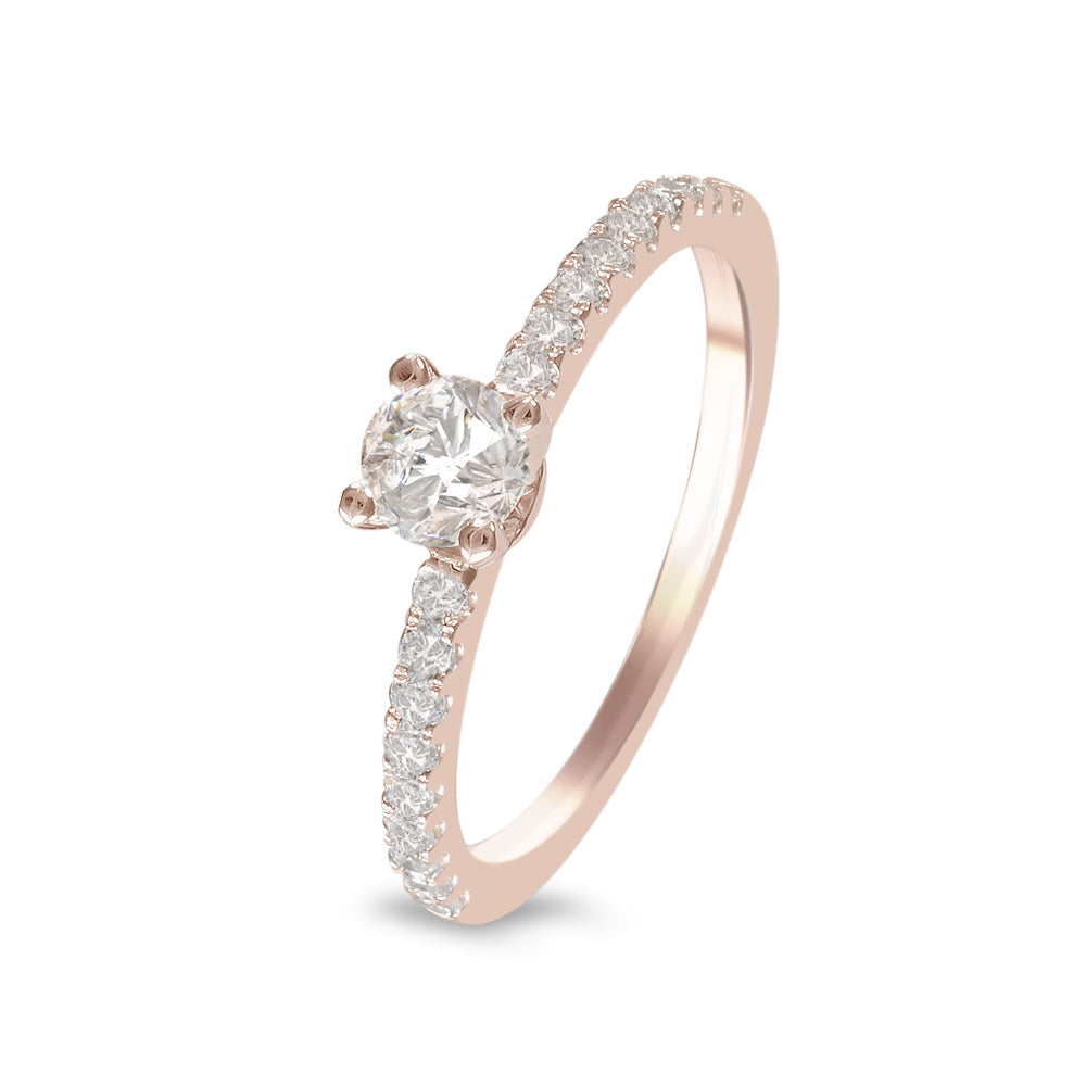 Anillo de compromiso con diamante central 0.30 ct y diamantes laterales