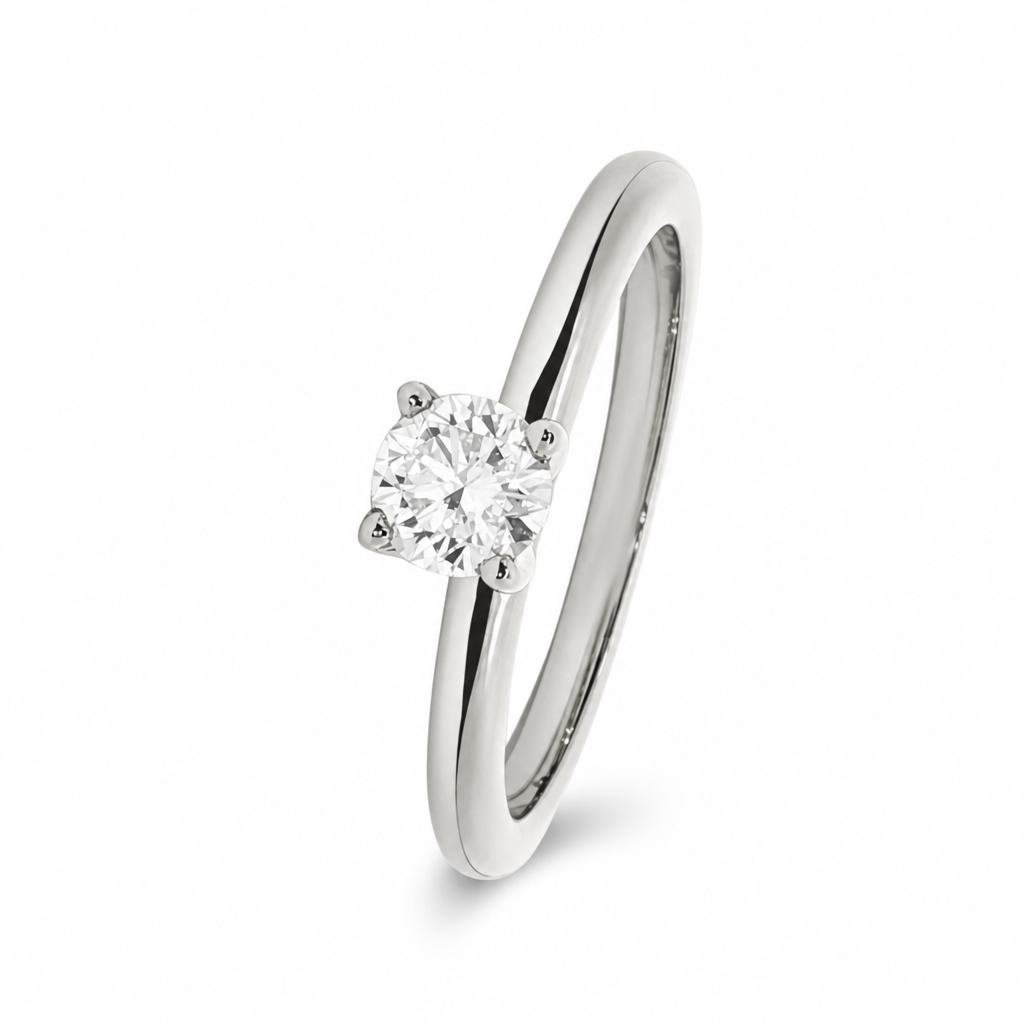 Anillo de compromiso solitario con diamante lab-grown en oro blanco