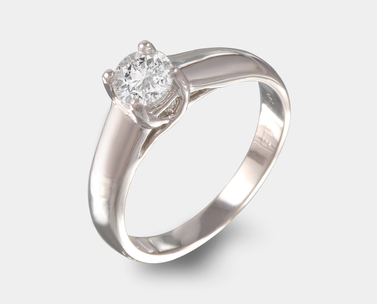 anillo de compromiso solitario oro blanco con diamante