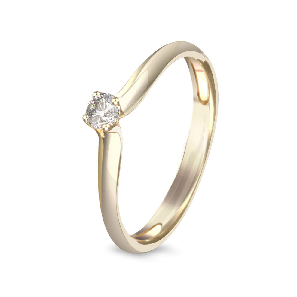 Anillo de compromiso solitario con diamante 0.14 ct