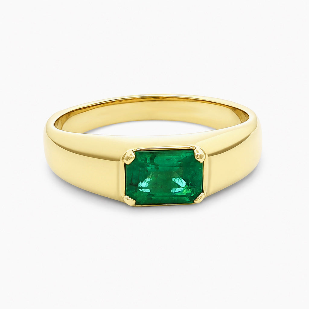Anillo para hombre oro amarillo 14k con esmeralda