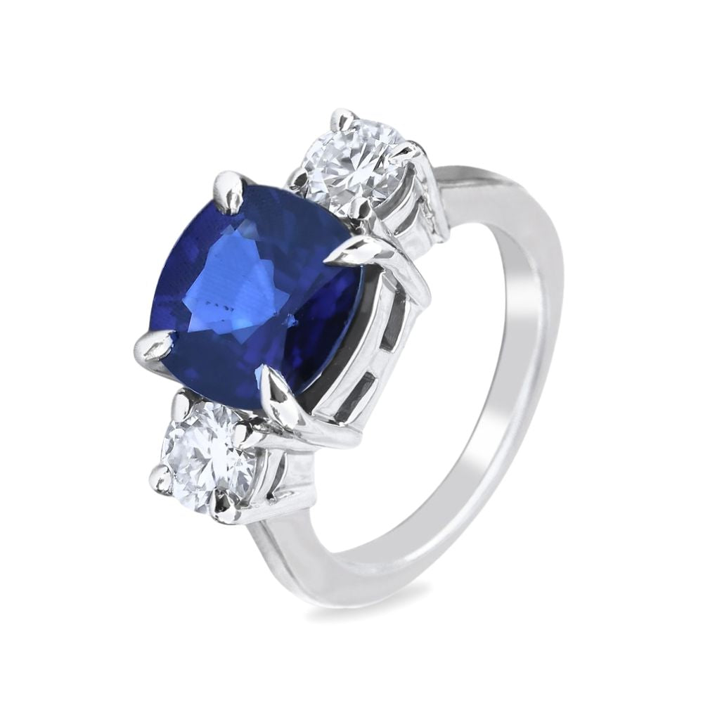 Anillo con zafiro diffusion y moissanita