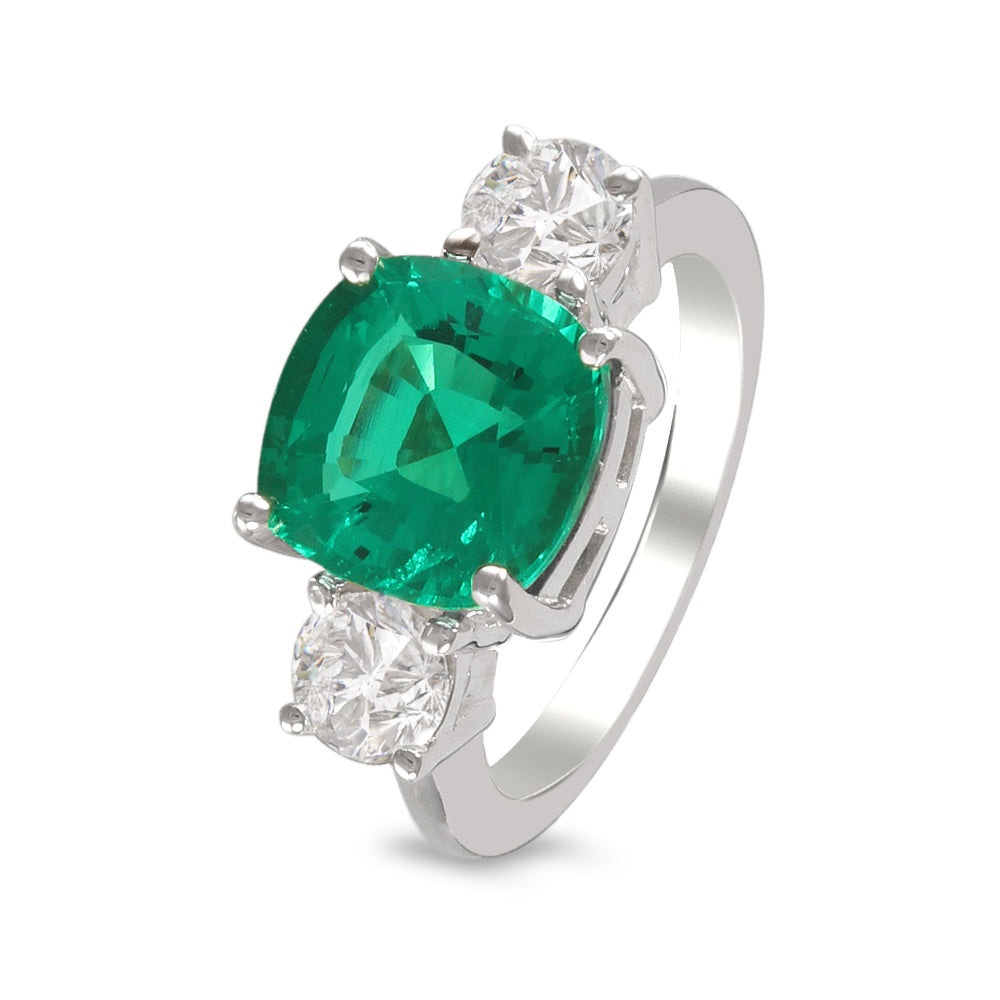 Anillo con esmeralda recristalizada y moissanita