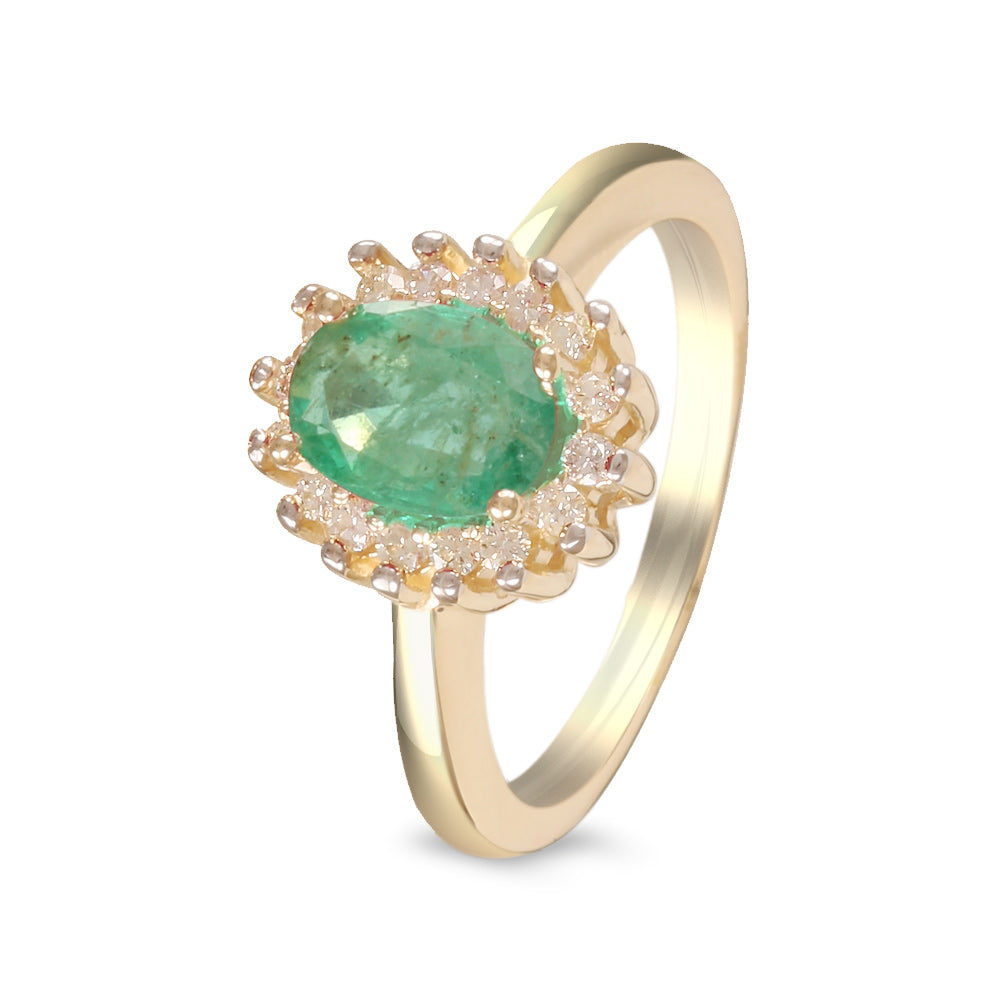 Anillo con esmeralda y halo de diamantes