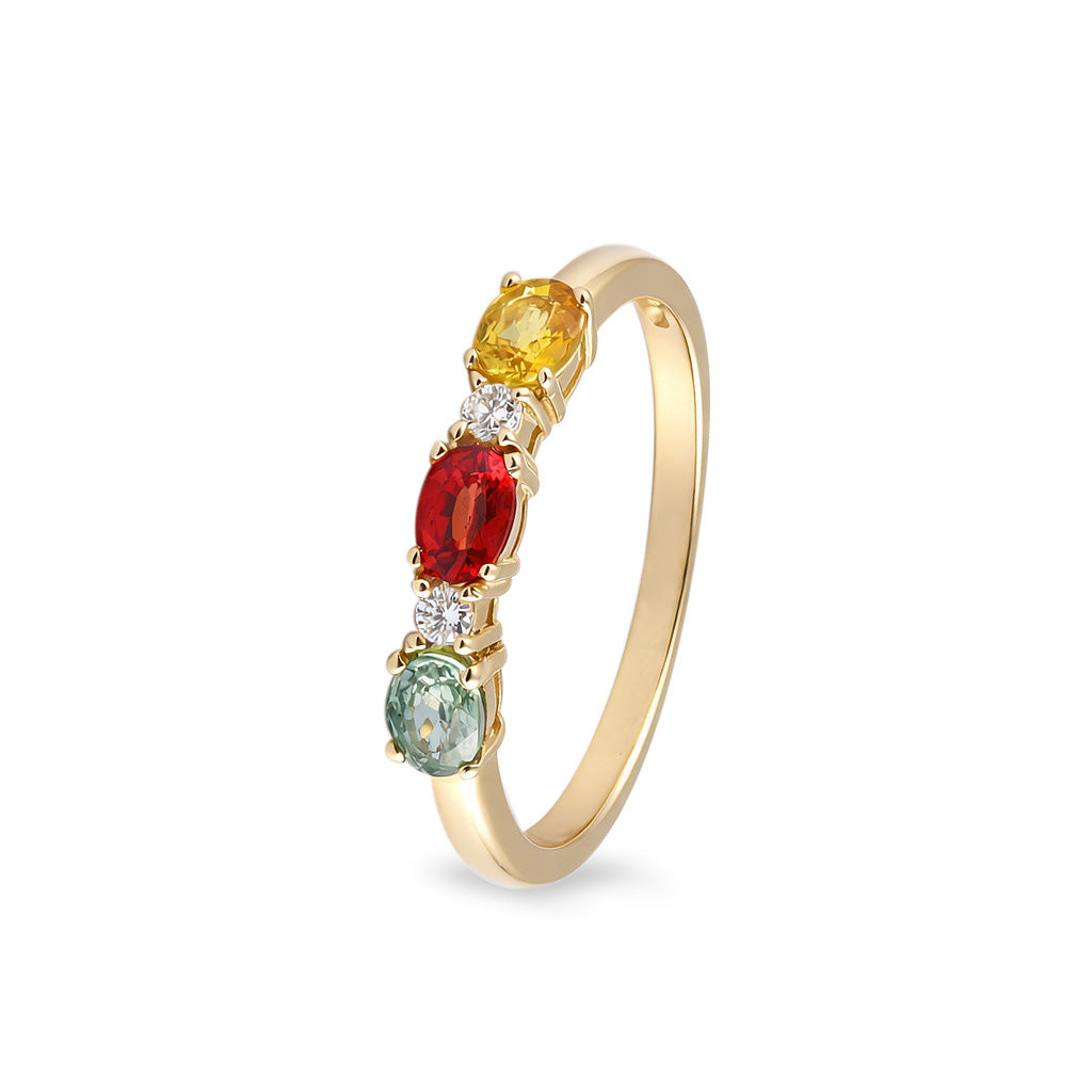 Churumbela con zafiro multicolor y diamantes