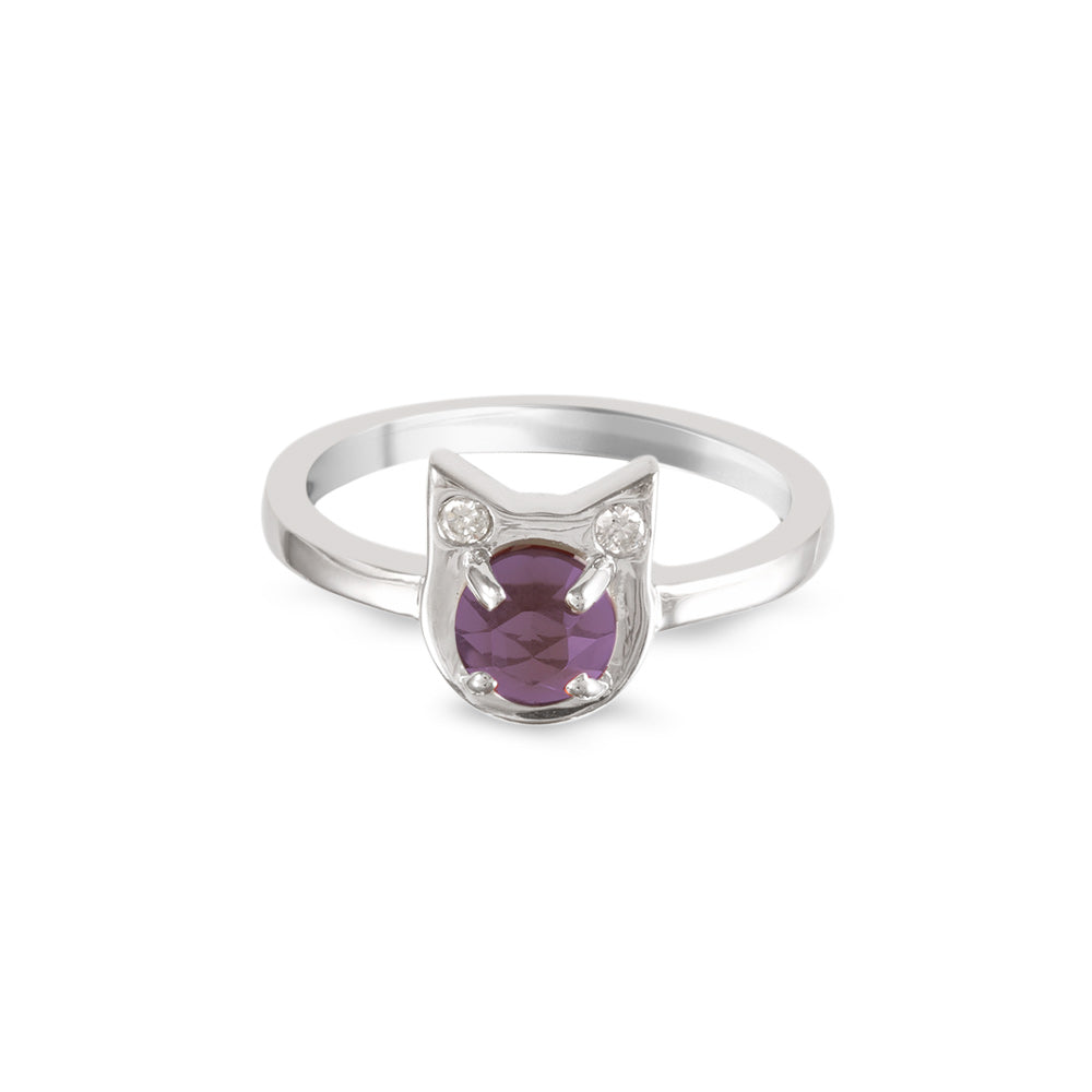 Anillo Aura de Gato con amatista y diamantes