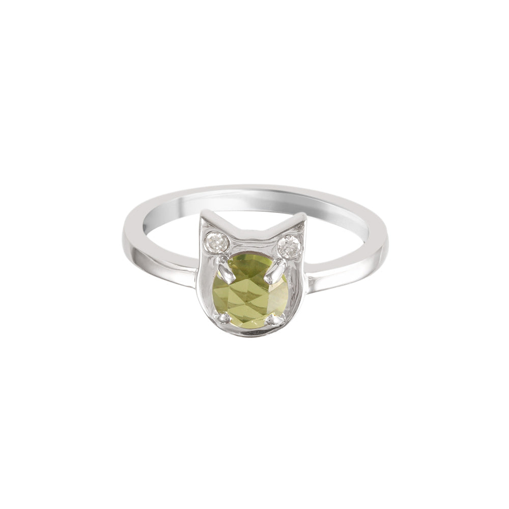 Anillo Aura de Gato con peridoto y diamantes