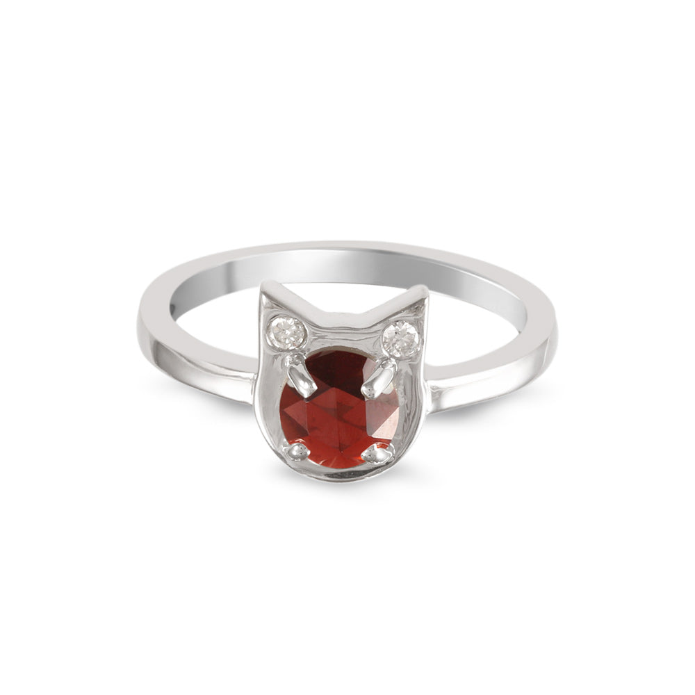 Anillo Aura de Gato con granate y diamantes