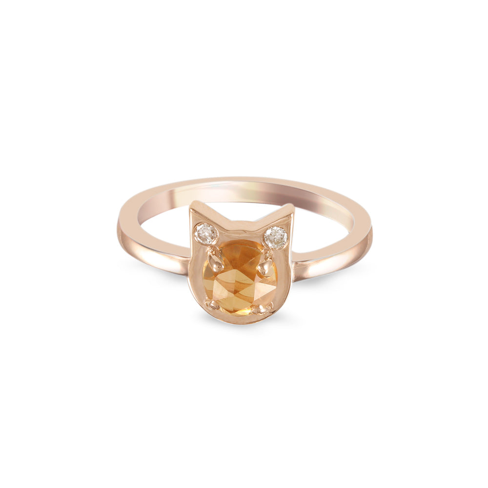 Anillo Aura de Gato con citrina y diamantes