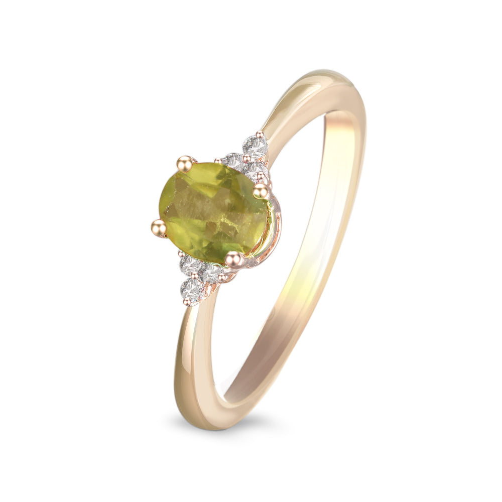 Anillo con peridoto y diamantes laterales