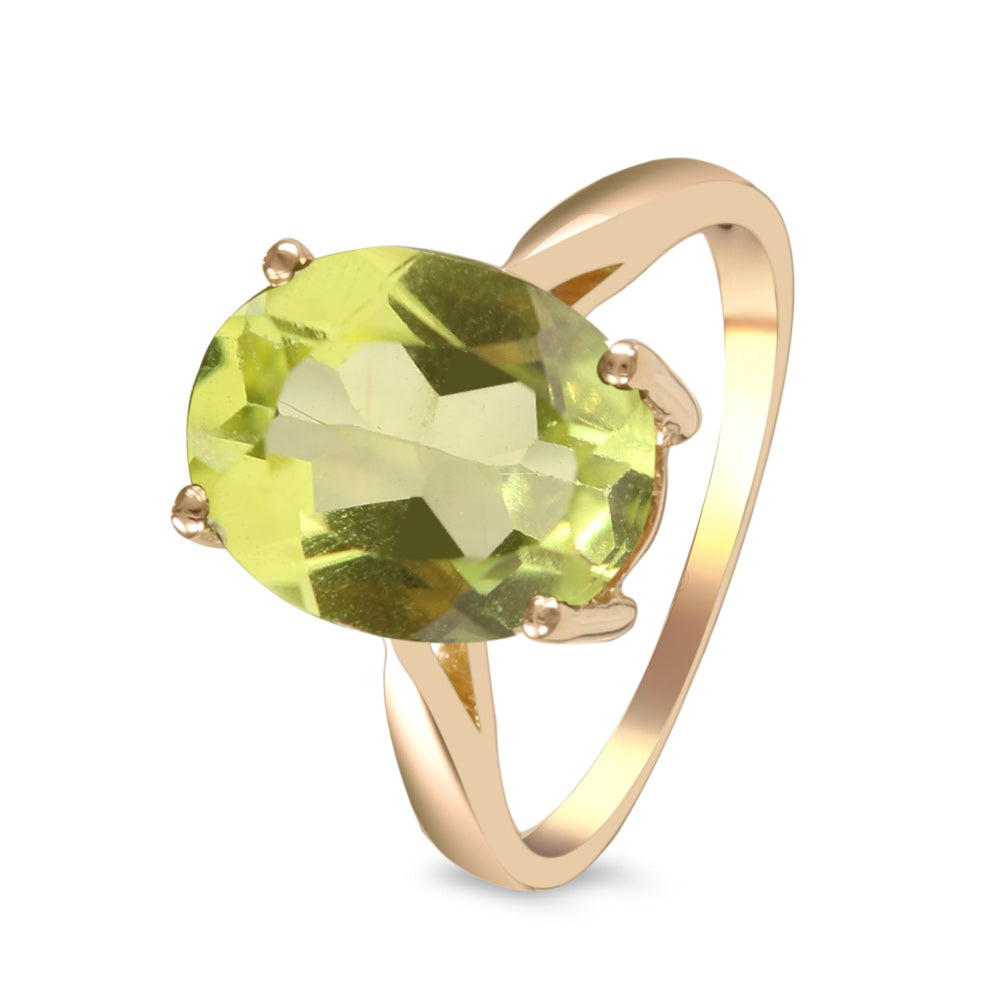 Anillo estilo solitario con peridoto en oro amarillo