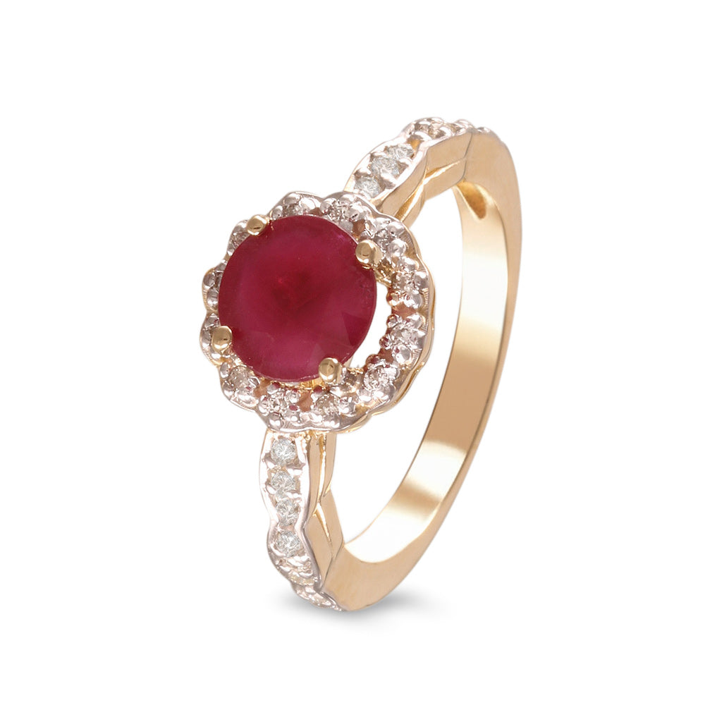 Anillo con rubí  y halo de diamantes