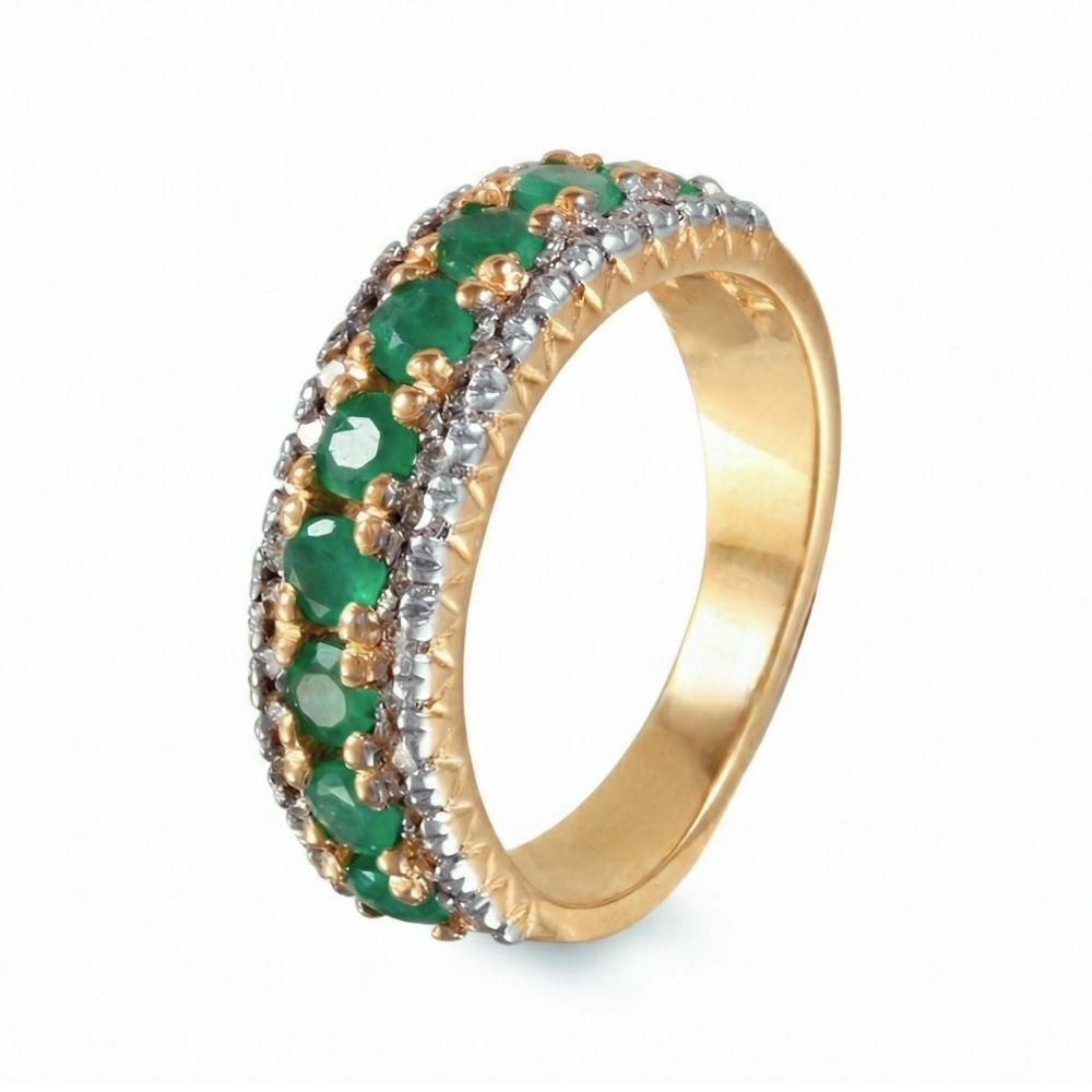 Churumbela con esmeralda y diamantes en oro amarillo de 14 k