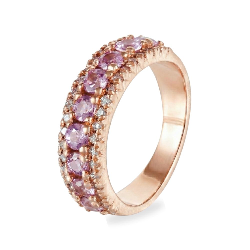 Churumbela con zafiro rosa y diamantes