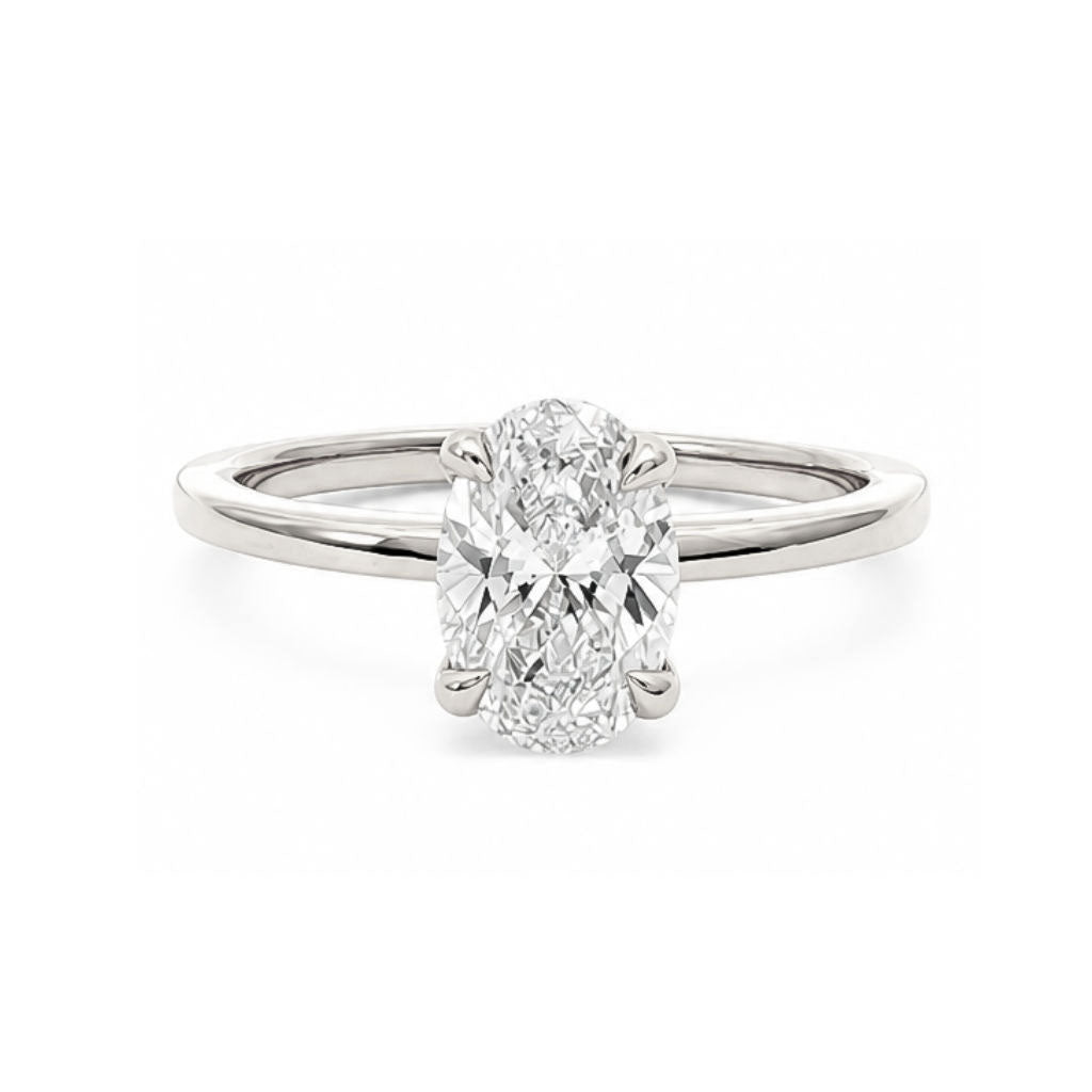 Anillo de compromiso solitario con diamante lab-grown oval 