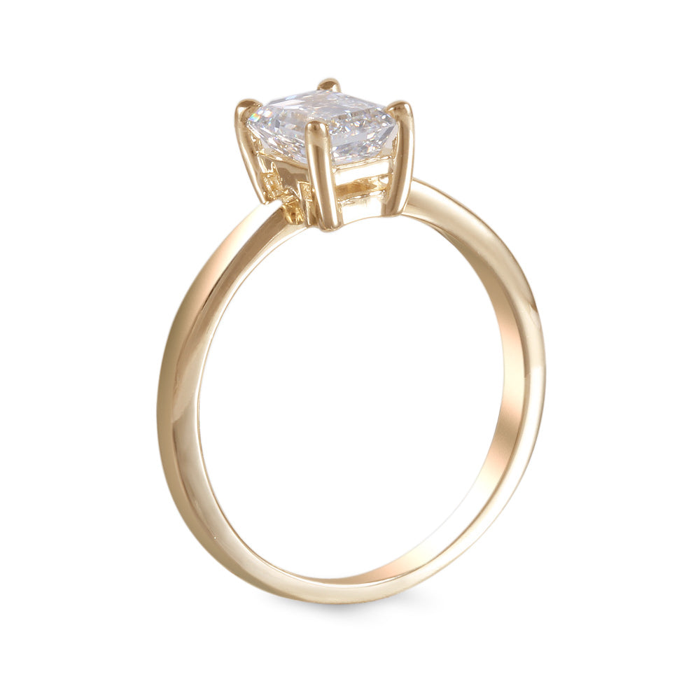 Anillo de compromiso solitario con diamante lab-grown 1 ct corte esmeralda