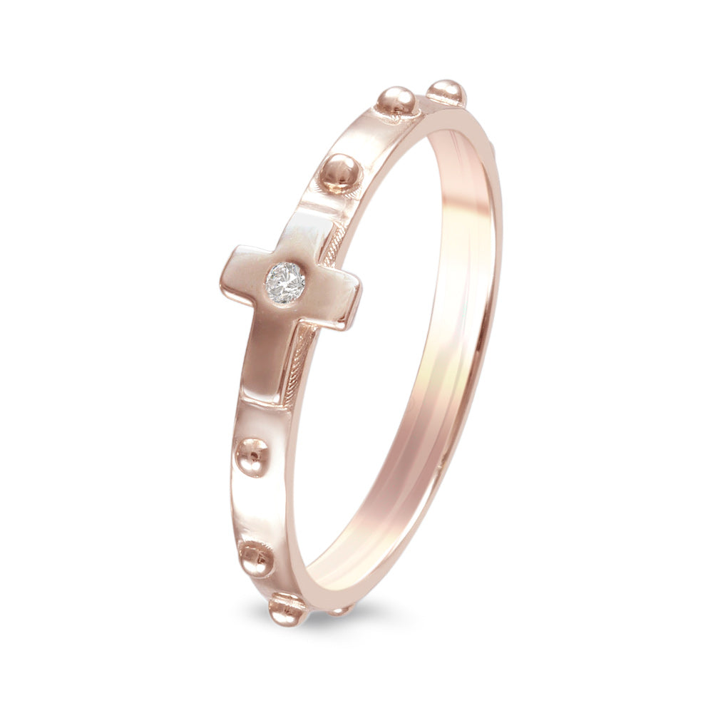 Anillo de mujer estilo decenario de Rosario con diamante