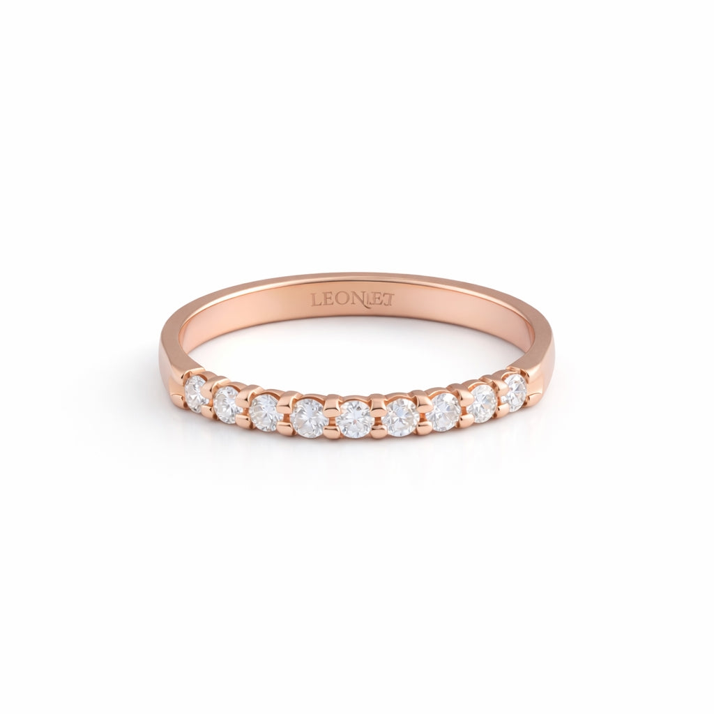 Churumbela estilo clásico con diamantes en oro rosa de 14k