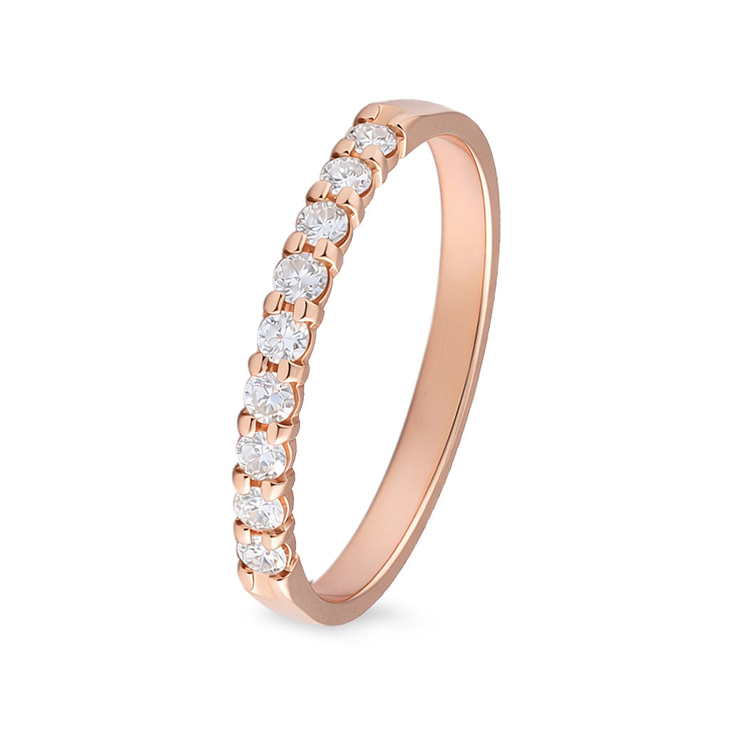 Churumbela estilo clásico con diamantes en oro rosa de 14k