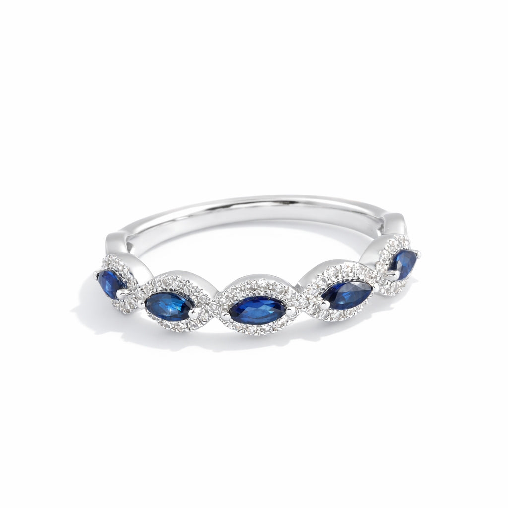 Churumbela con zafiro y halo de diamantes