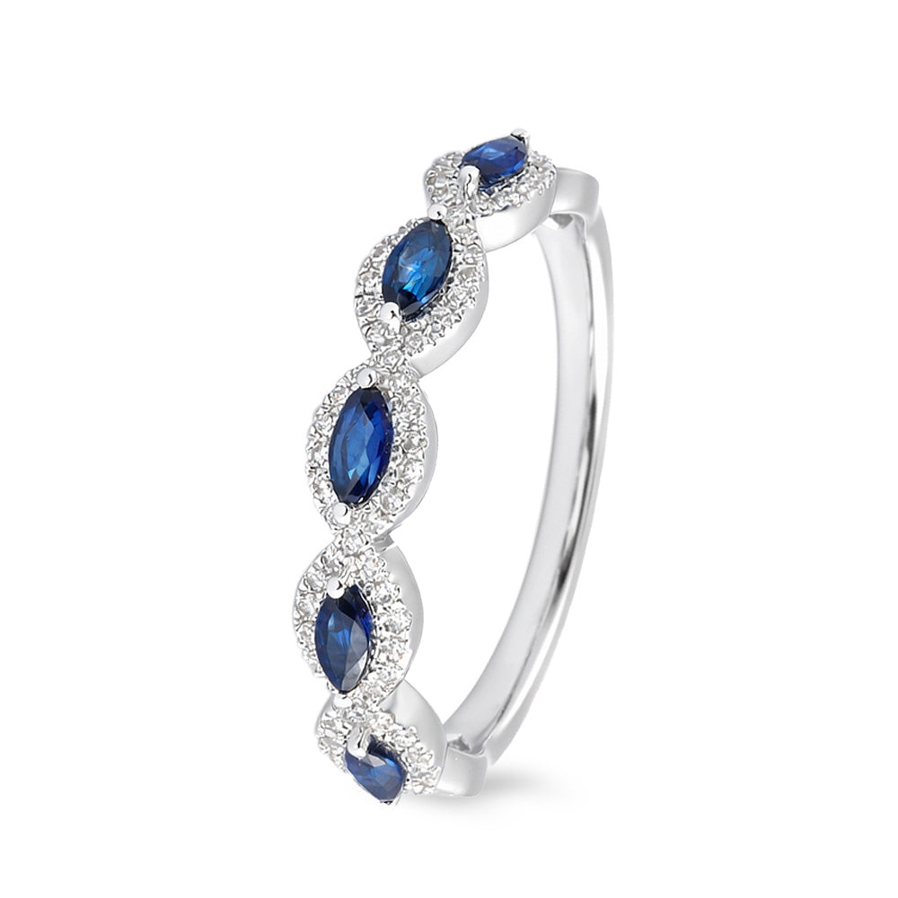 Churumbela con zafiro y halo de diamantes