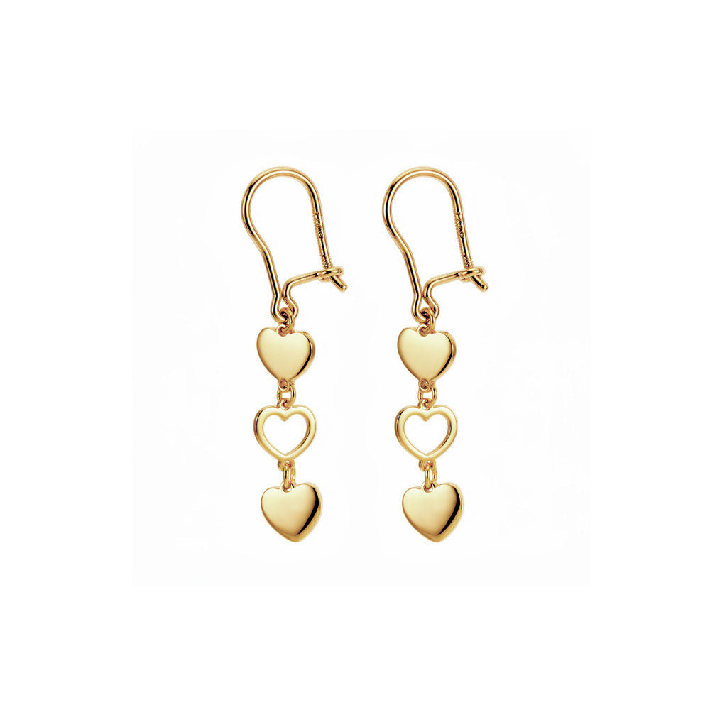 Aretes largos estilo trilogía corazón