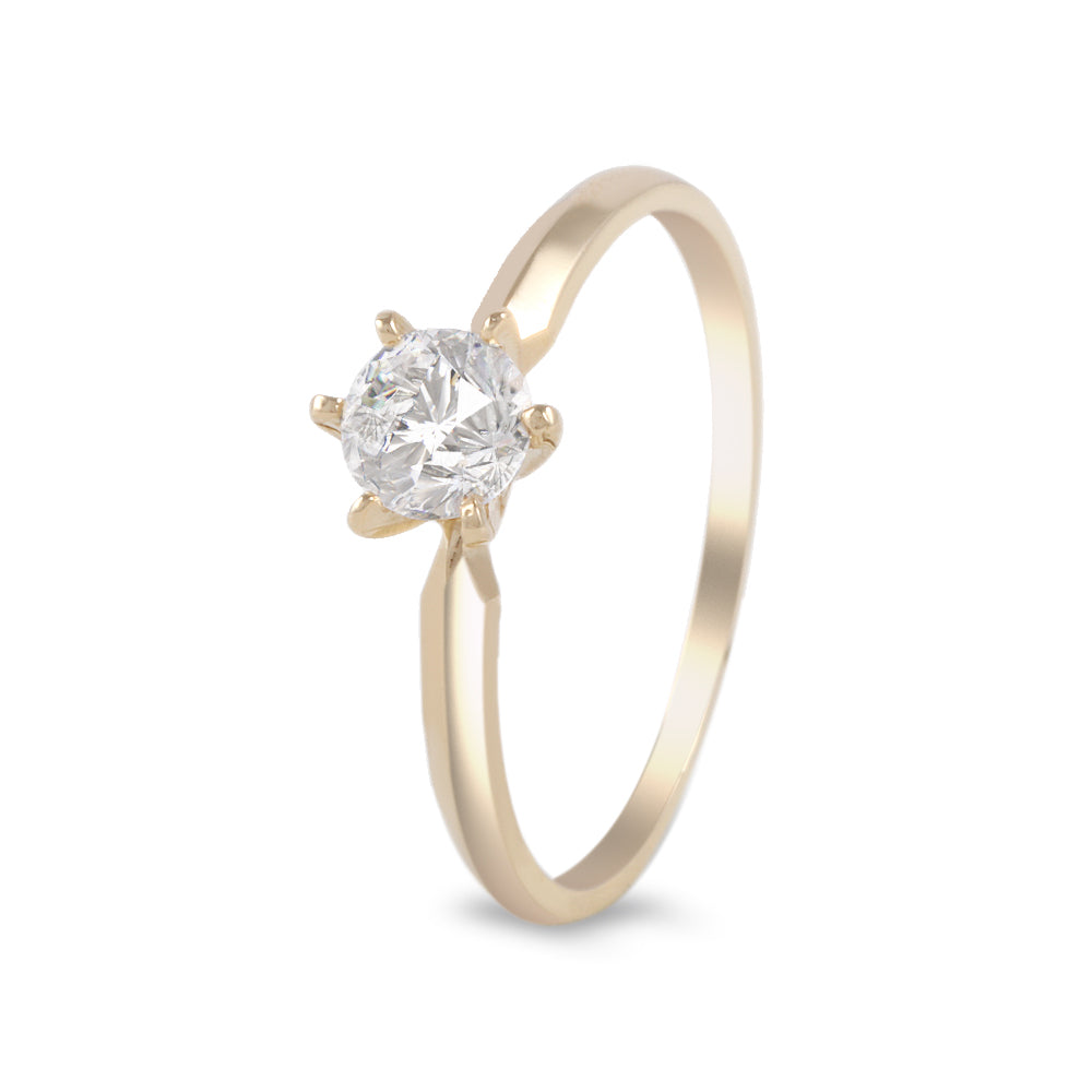 Anillo solitario estilo clásico con circonia