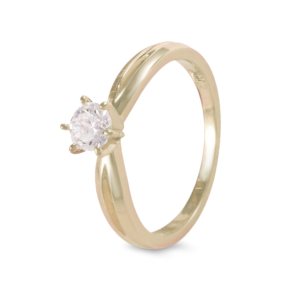 Anillo solitario estilo clásico con circonia