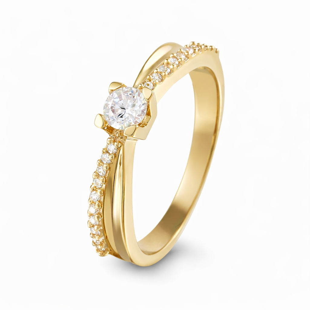 Am Romesa Anillo de promesa con circonia estilo con laterales
