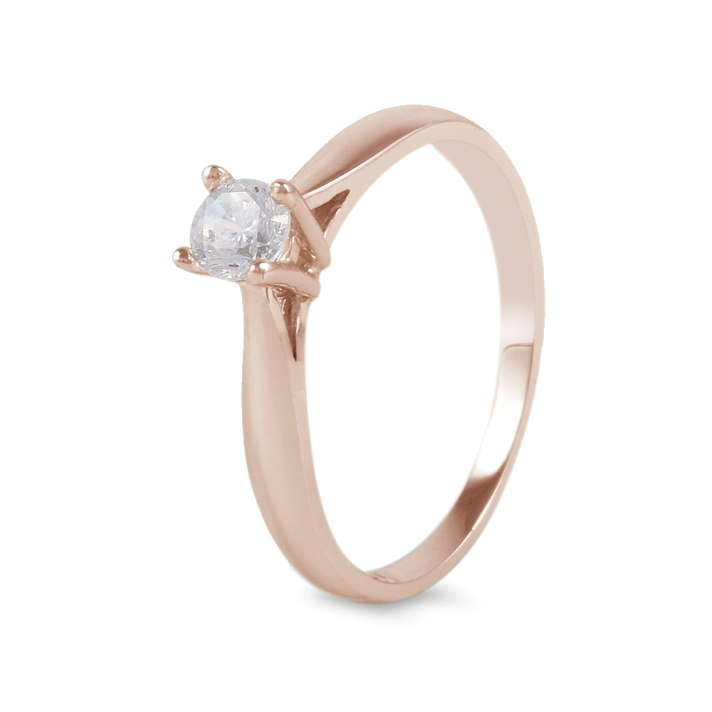 Anillo solitario estilo clásico con circonia