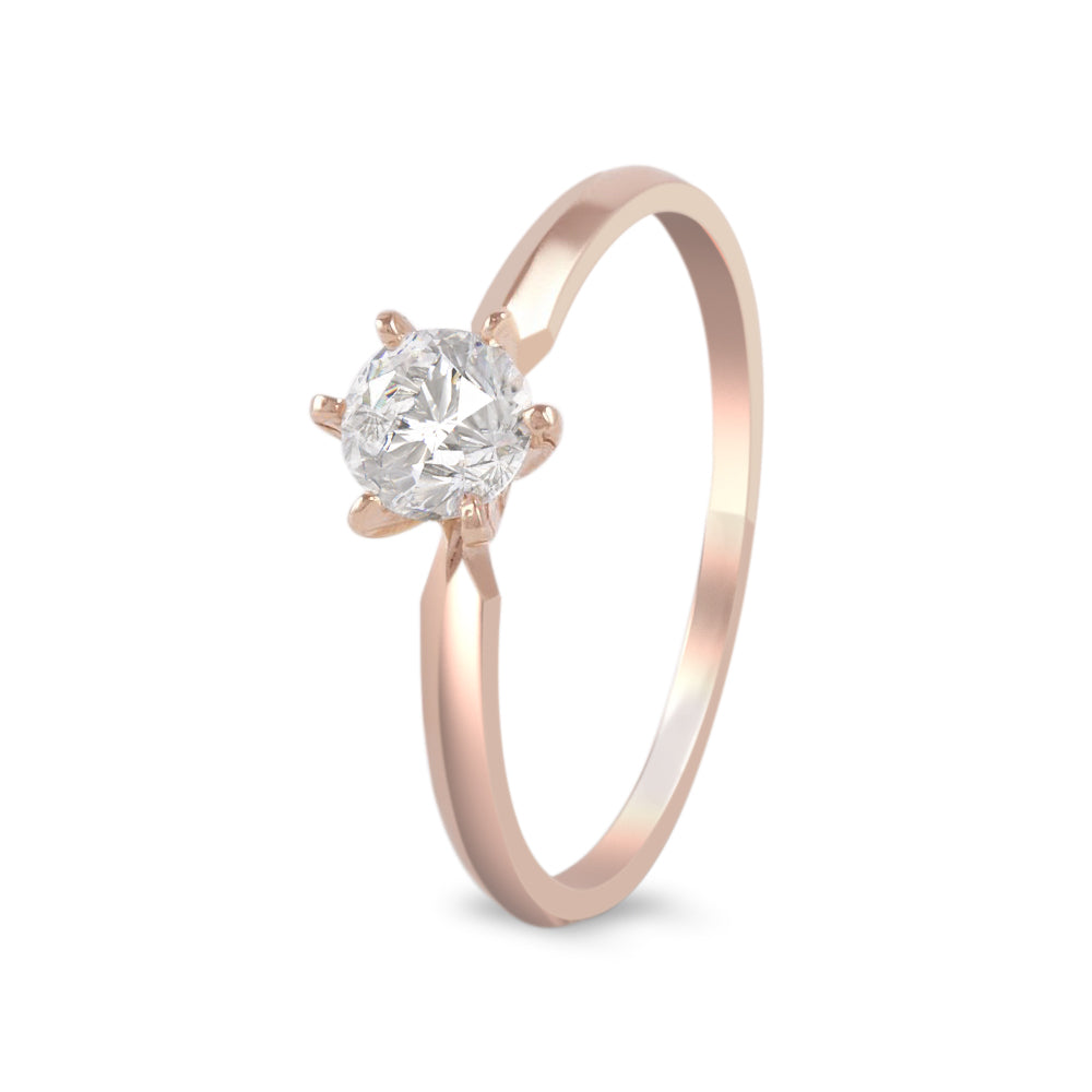 Anillo solitario estilo clásico con circonia