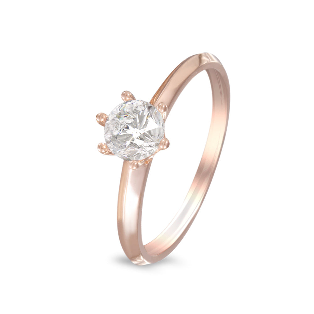 Anillo solitario estilo clásico con circonia