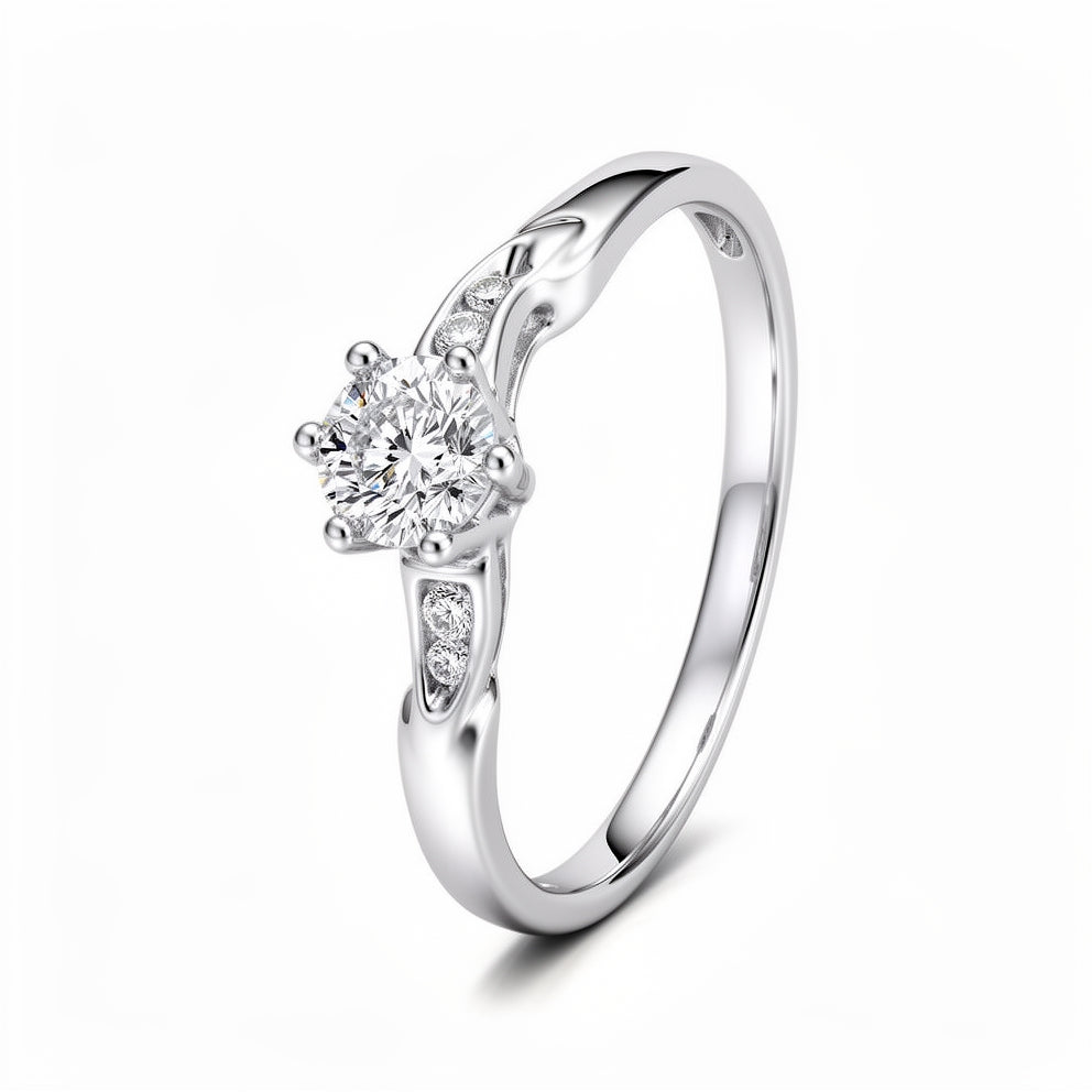Anillo  de promesa con zirconia Swarovski estilo con laterales