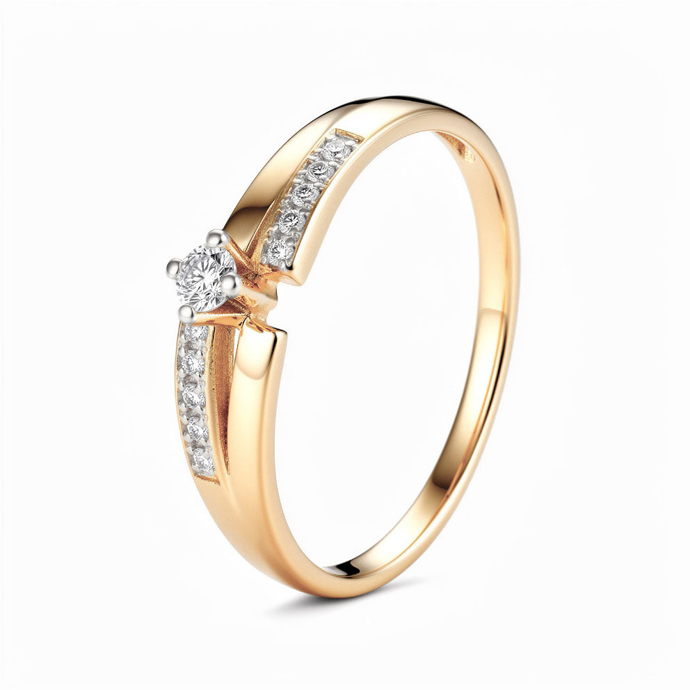 Anillo con zirconia Swarovski estilo con laterales