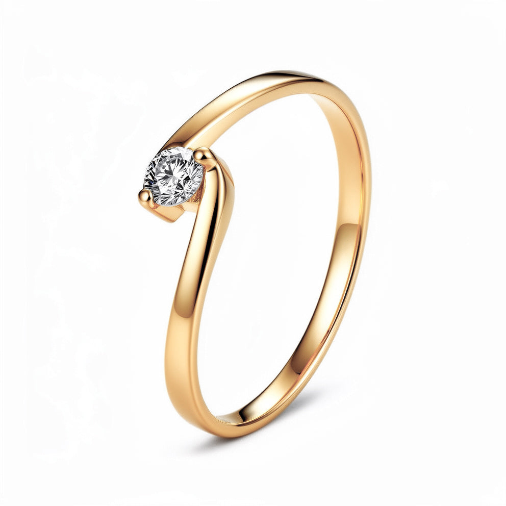 Anillo de promesa solitario con Zirconia Swarovski estilo curva sutil