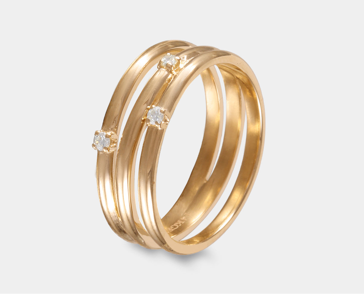 Anillo triple oro amarillo 14 k