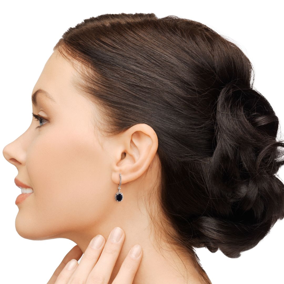 Aretes con zafiro y diamantes