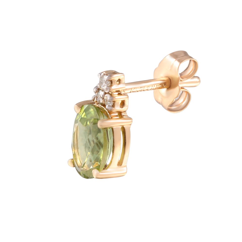 Aretes con peridoto y diamantes en oro amarillo de 14k
