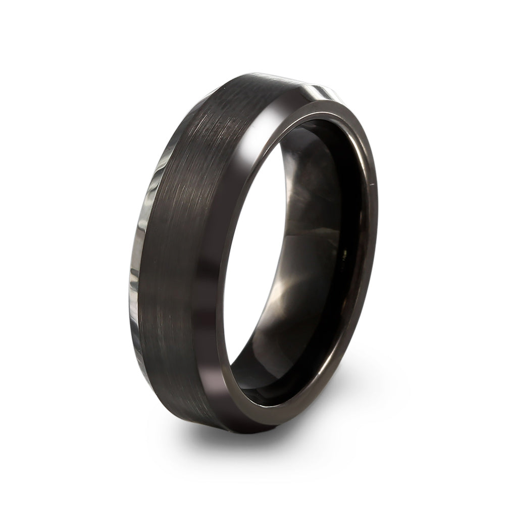 argolla de tungsteno negro. Argolla de Matrimonio de Tungsteno Negro diseño Mate Plana. Argollas Negras. 