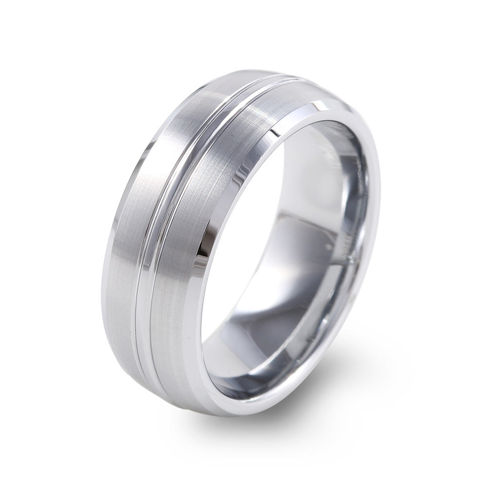 argolla de matrimonio tungsteno. Argolla de Matrimonio de Tungsteno diseño Linea al centro 8 mm. Argolla de Tungsteno