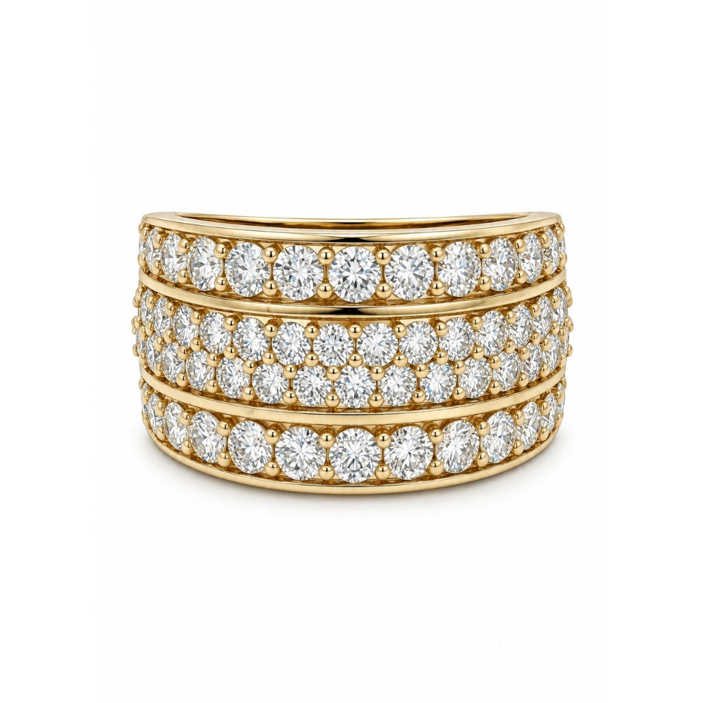Anillo de hombre multihilera con pave de diamantes lab-grown