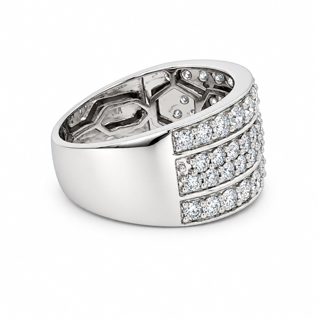 Anillo de hombre multihilera con pave de diamantes lab-grown 