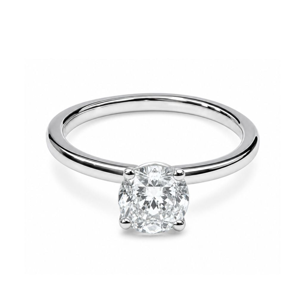 Anillo dúo de compromiso con diamante central lab-grown 1 ct y diamantes laterales